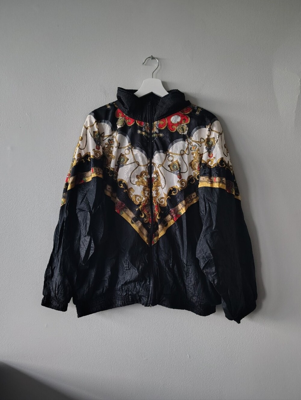 Vintage Black and 90s Motif Track Jacket
